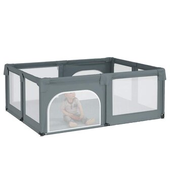 Babybox met 2 deuren oxford stof lichtgrijs 3