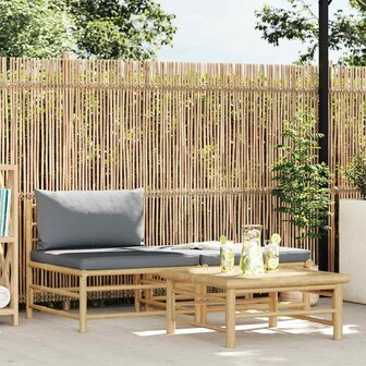 3-delige Loungeset met donkergrijze kussens bamboe 1