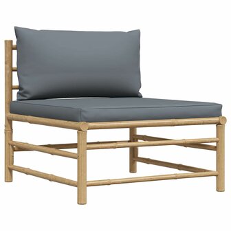 3-delige Loungeset met donkergrijze kussens bamboe 5