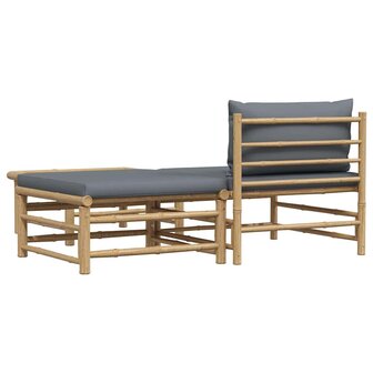 3-delige Loungeset met donkergrijze kussens bamboe 9