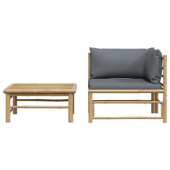 2-delige Loungeset met donkergrijze kussens bamboe 5