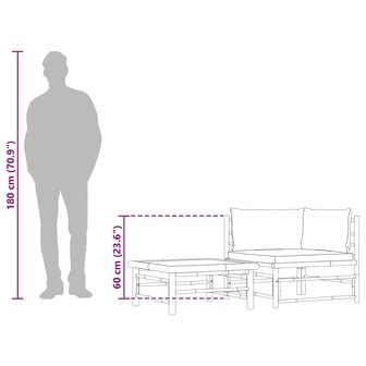 2-delige Loungeset met donkergrijze kussens bamboe 12