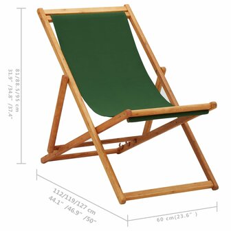 Strandstoel inklapbaar eucalyptushout en stof groen 9