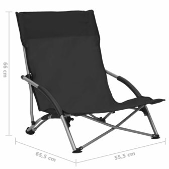 Strandstoelen 2 st inklapbaar stof zwart 8