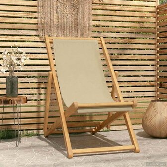 Strandstoel Beige Massief Teakhout 1