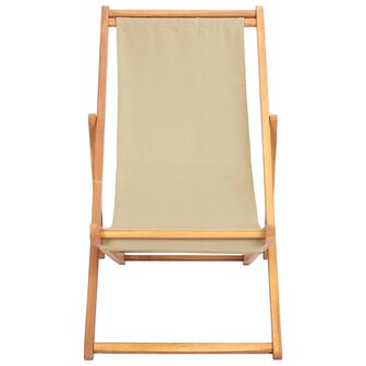 Strandstoel Beige Massief Teakhout 3