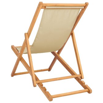 Strandstoel Beige Massief Teakhout 5