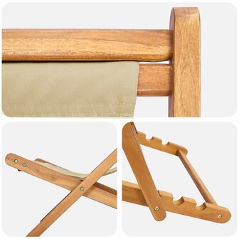 Strandstoel Beige Massief Teakhout 6