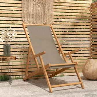 Strandstoel Taupe Massief Teakhout 1