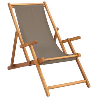 Strandstoel Taupe Massief Teakhout 2