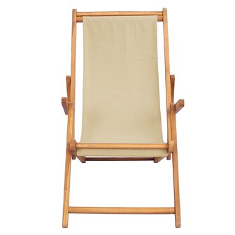 Strandstoel Beige Massief Teakhout 3