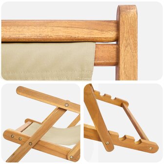 Strandstoel Beige Massief Teakhout 6