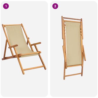 Strandstoel Beige Massief Teakhout 7