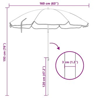 Parasol met stalen paal 180 cm blauw 5