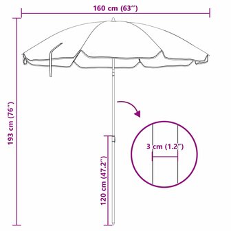Parasol Blauw en Wit 161 x 161 x 193 cm Polyester 8