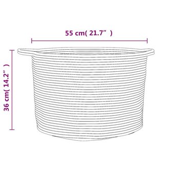 Wasmand &Oslash; 55x36 cm katoen grijs en wit 9