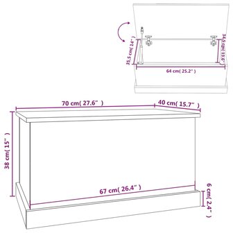 Opbergbox Wit 70x40x38 cm Bewerkt Hout 10