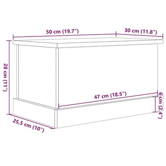 Opbergbox 30x50x28 cm bewerkt hout oud houtkleurig 12