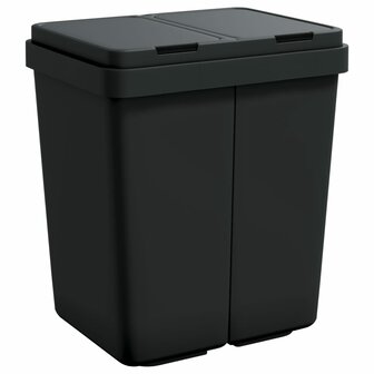 Dubbele vuilnisbak 2x25 L antracietkleurig 2