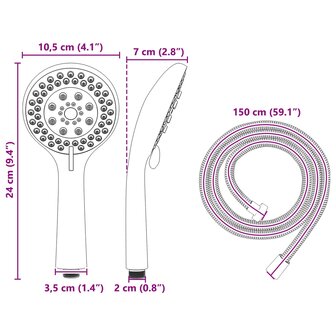 Doucheset Zwart 150 cm Roestvrij staal 10