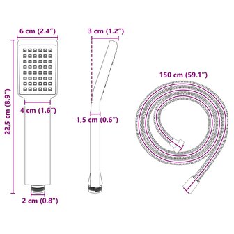 Doucheset Zwart 150 cm Roestvrij staal 10