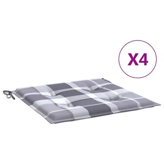 Tuinstoelkussens 4 st 50x50x4 cm oxford stof ruitpatroon grijs 2
