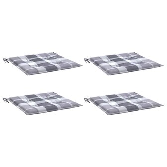 Tuinstoelkussens 4 st 50x50x4 cm oxford stof ruitpatroon grijs 3