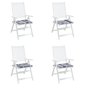Tuinstoelkussens 4 st 50x50x4 cm oxford stof ruitpatroon grijs 8