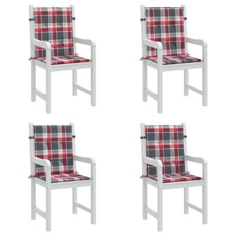 Tuinstoelkussens 4 st 100x50x3 cm oxford stof ruitpatroon rood 8