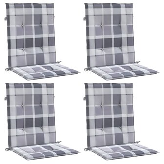 Tuinstoelkussens 4 st 100x50x3 cm oxford stof ruitpatroon grijs 3