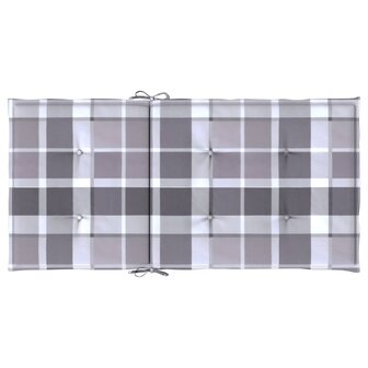 Tuinstoelkussens 4 st 100x50x3 cm oxford stof ruitpatroon grijs 6