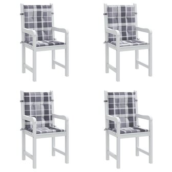 Tuinstoelkussens 4 st 100x50x3 cm oxford stof ruitpatroon grijs 8