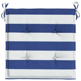 Tuinstoelkussens 2 st gestreept 50x50x4 cm stof wit en blauw 5