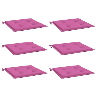 Tuinstoelkussens 6 st 50x50x4 cm stof roze 3