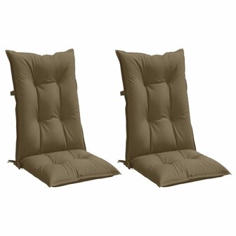 Stoelkussens 2 st hoge rug 120x50x7 cm stof gem&ecirc;leerd taupe 4