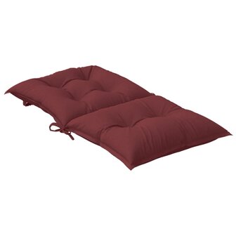 Stoelkussens 2 st lage rug 100x50x7 cm stof gem&ecirc;leerd wijnrood 6