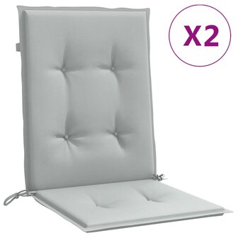 Stoelkussens 2 st lage rug 100x50x4 cm stof lichtgrijs 2