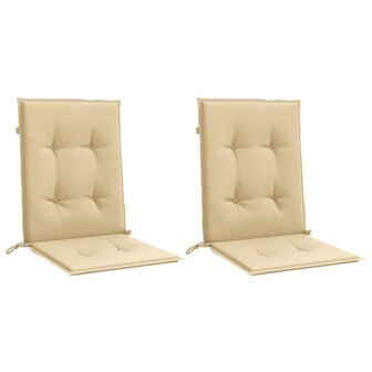 Stoelkussens 2 st lage rug 100x50x4 cm stof gem&ecirc;leerd beige 4