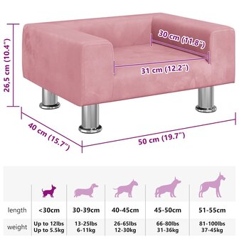Hondenmand 50x40x26,5 cm fluweel roze 7