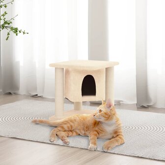 Kattenmeubel met sisal krabpalen 37 cm cr&egrave;mekleurig 1