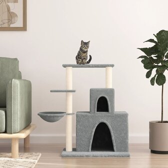 Kattenmeubel met sisal krabpalen 83 cm lichtgrijs 1