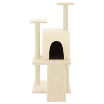 Kattenmeubel met sisal krabpalen 110 cm cr&egrave;mekleurig 3