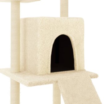 Kattenmeubel met sisal krabpalen 110 cm cr&egrave;mekleurig 6