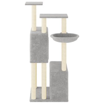 Kattenmeubel met sisal krabpalen 122 cm lichtgrijs 4
