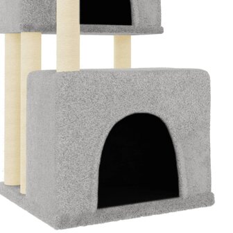 Kattenmeubel met sisal krabpalen 122 cm lichtgrijs 6