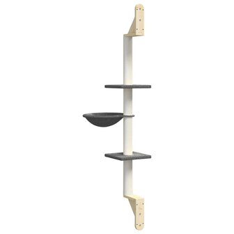 Kattenmeubel wandgemonteerd met krabpaal 142,5 cm donkergrijs 6