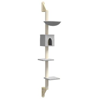 Kattenmeubel wandgemonteerd met krabpaal 187 cm lichtgrijs 2