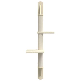 Kattenmeubel wandgemonteerd met krabpaal 108 cm cr&egrave;mekleurig 4