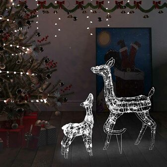 Kerstversiering rendierfamilie 160 LED&amp;apos;s koudwit acryl 1