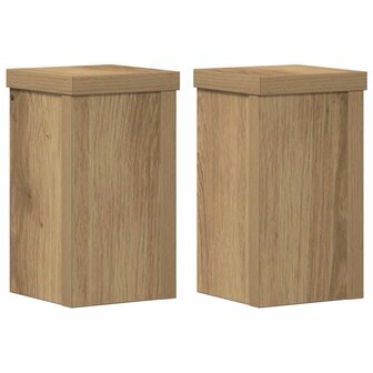 Plantenstandaards 2 st 10x10x18 cm hout artisanaal eiken 2